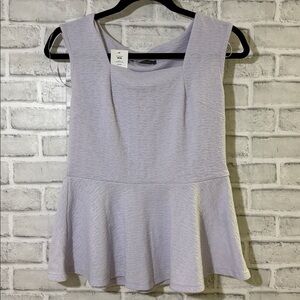 Suzy Shier Lilac peplum square neck top size medium- brand new with tags